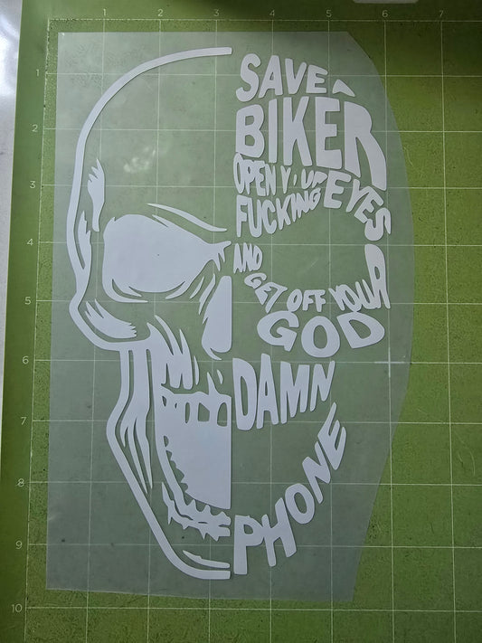 Save a biker decal